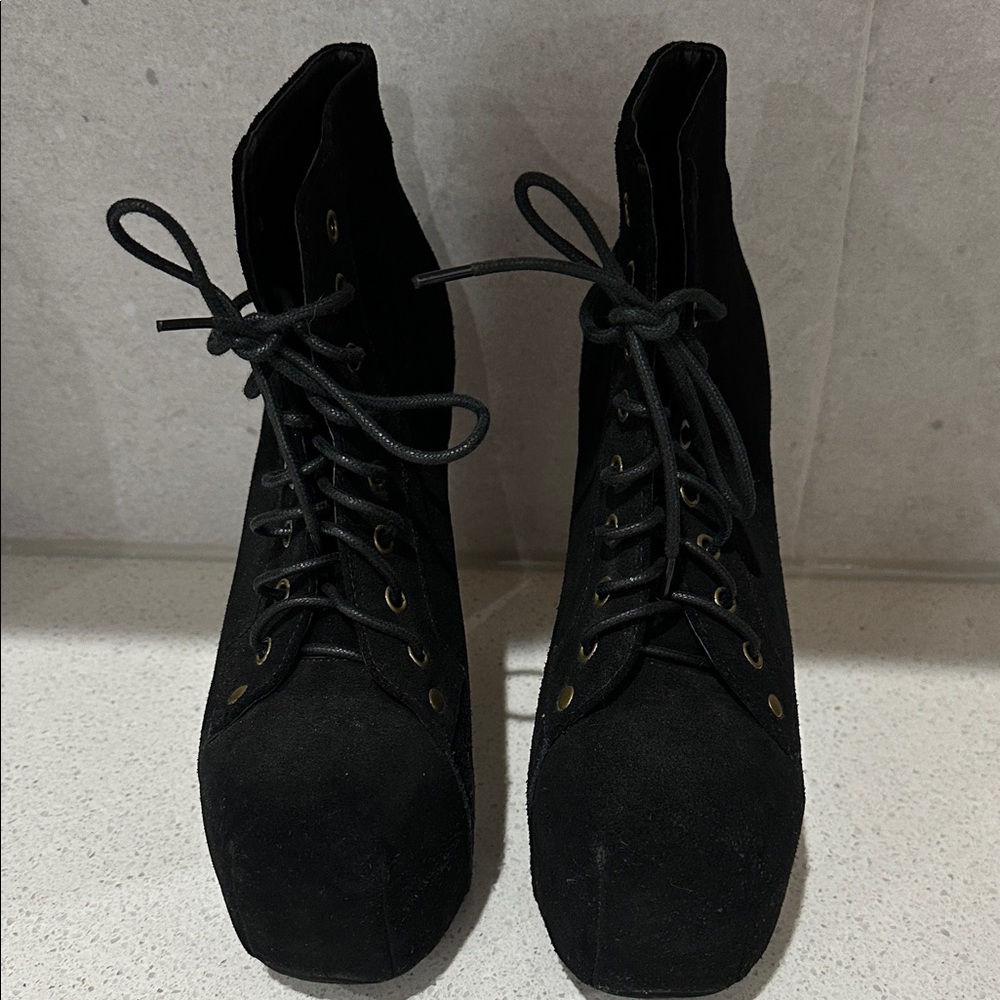 Jeffrey Campbell Black Lace-Up Boots